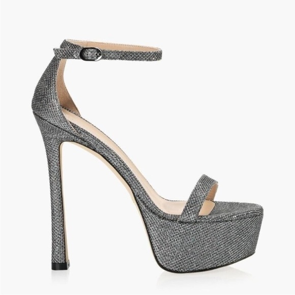 Stuart Weitzman Women’s Nudistcurve Platform Stiletto Pumps Heels Glitter US 8 - Picture 1 of 16